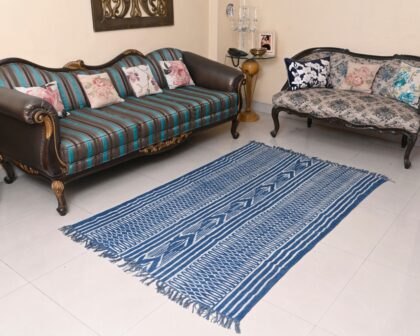 Indigo Hand Dyed Block Print Rug 12