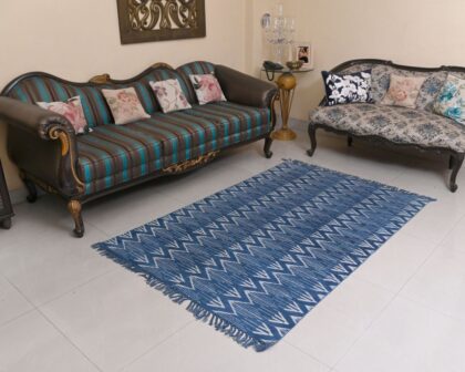 Indigo Hand Dyed Block Print Rug 9